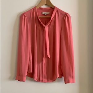 Loft Pink Bow Tie Blouse